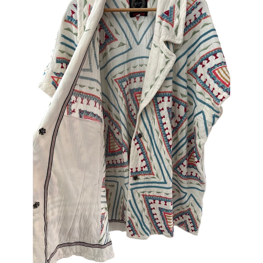 Johnny Was Biya Zendaya Embroidered Notched-Collar Kimono Pockets Size Small - Picture 5 of 11